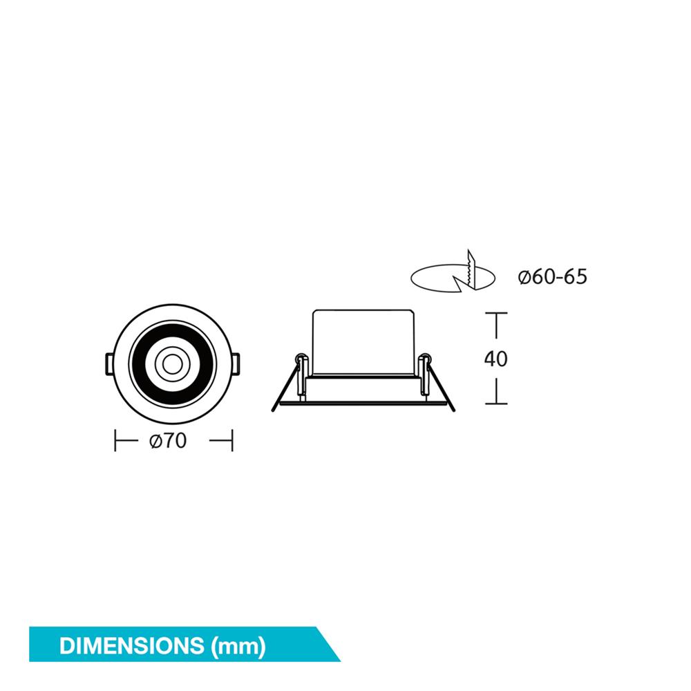 ดาวน์ไลท์ LED BEC ANGLE 2.5 นิ้ว 3 วัตต์ DAYLIGHT/COOL WHITE/WARM WHITE สีขาว