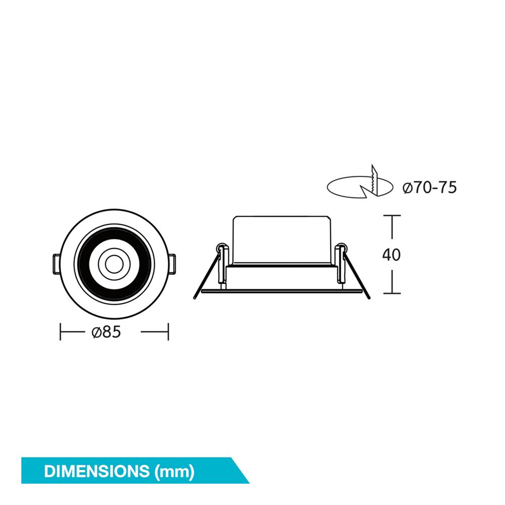 ดาวน์ไลท์ LED BEC ANGLE 2.7 นิ้ว 7 วัตต์ DAYLIGHT/COOL WHITE/WARM WHITE สีขาว