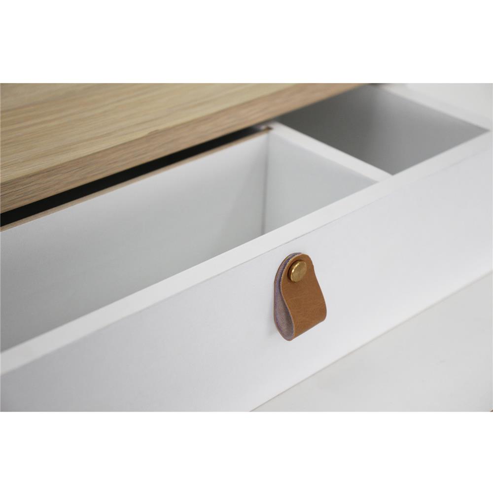 ชั้นวางจอคอมพร้อมลิ้นชัก LUVORA REGAL 05 สีขาว/โอ๊ค