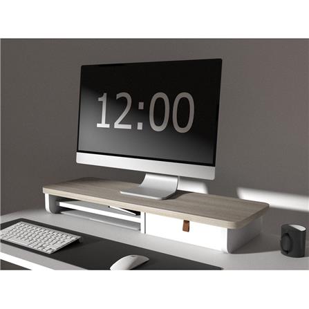 ชั้นวางจอคอมพร้อมลิ้นชัก LUVORA REGAL 05 สีขาว/โอ๊ค_5