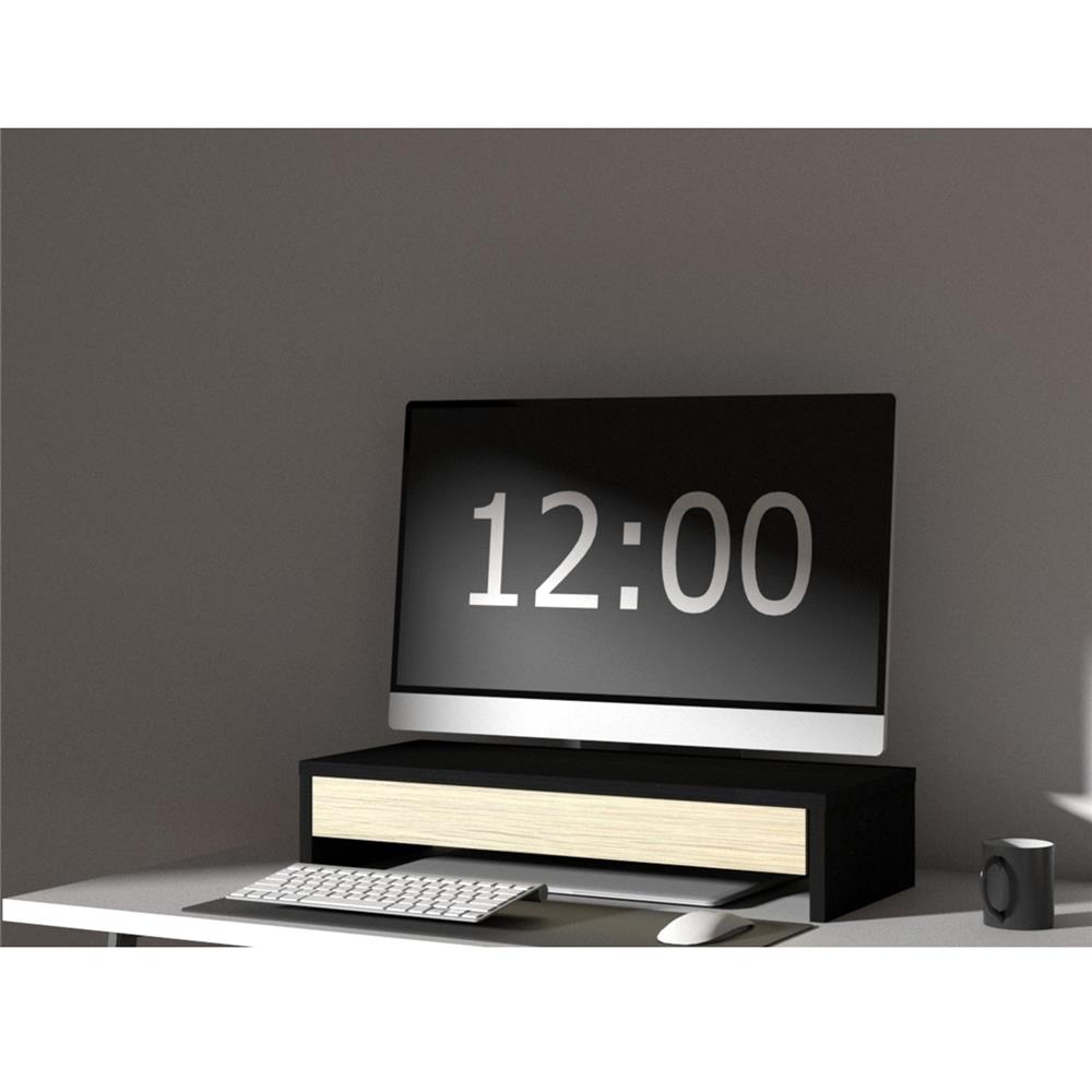 ชั้นวางจอคอมพร้อมลิ้นชัก LUVORA REGAL 03 น้ำตาลเข้ม/โอ๊ค