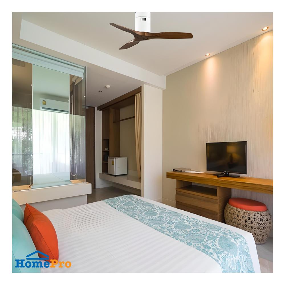 พัดลมไม่มีโคมไฟ MR.KEN 25-01814 40 นิ้ว สีขาว/น้ำตาล