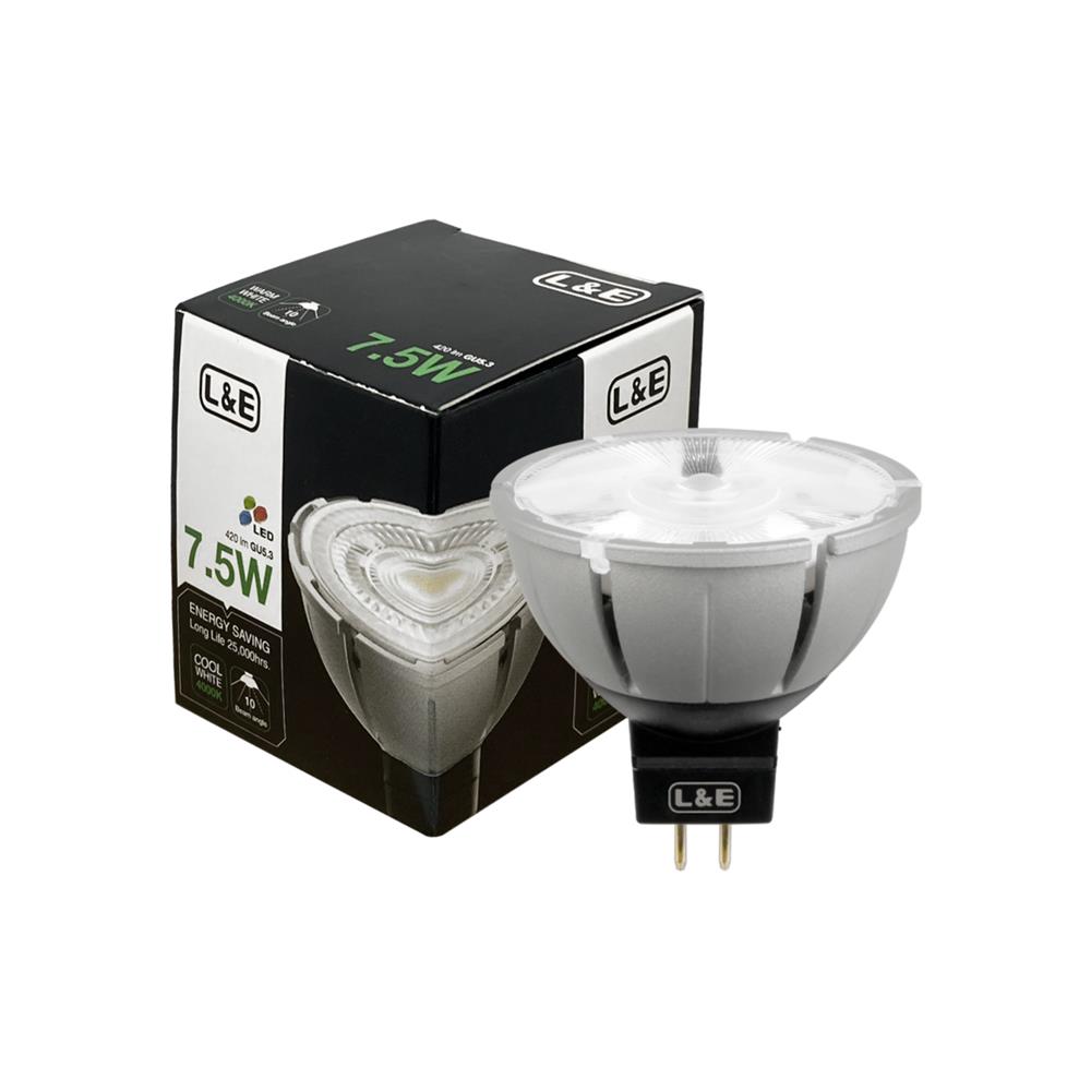 หลอด LED L&E MR16/PAR DIM 12V 10D 7.5 วัตต์ COOL WHITE GU5.3