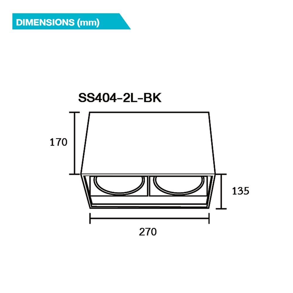 ดาวน์ไลท์ BEC SS404-2L 10.5 นิ้ว สีดำ เหลี่ยม
