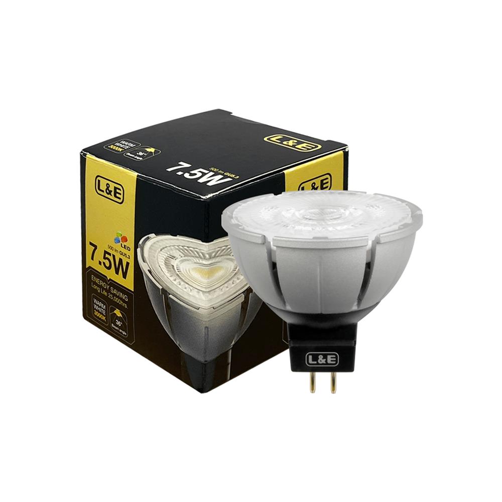 หลอด LED L&E MR16/PAR DIM 12V 36D 7.5 วัตต์ WARM WHITE GU5.3