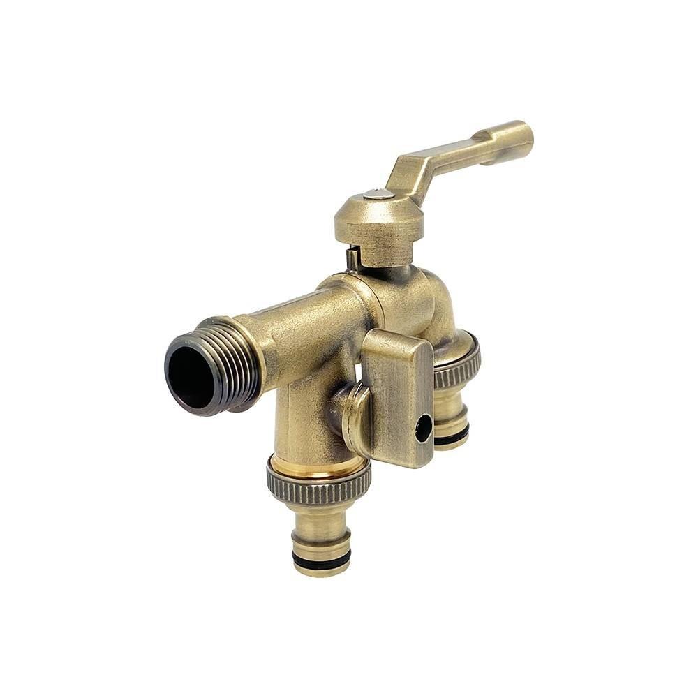 ก๊อกสนาม 2 หัว DEXZON 1/2 นิ้ว สีทองเหลือง