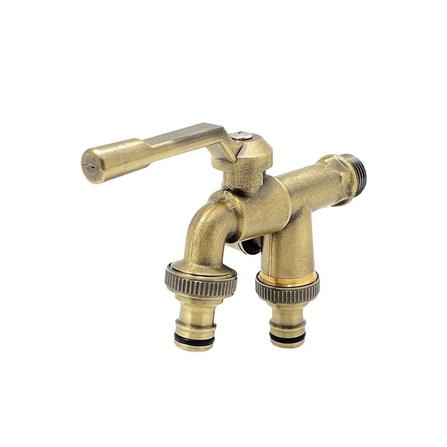 ก๊อกสนาม 2 หัว DEXZON 1/2 นิ้ว สีทองเหลือง_0