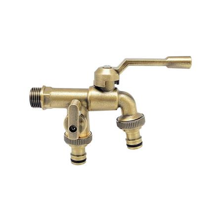 ก๊อกสนาม 2 หัว DEXZON 1/2 นิ้ว สีทองเหลือง_2