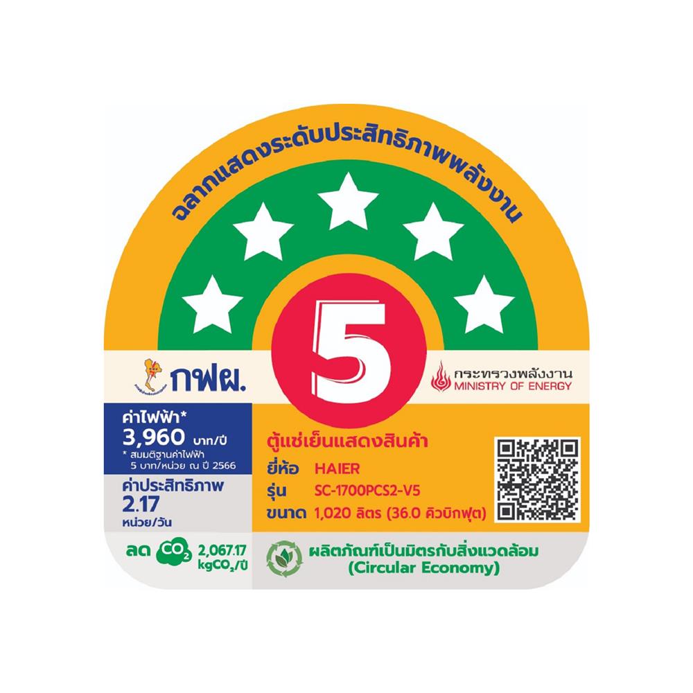 ตู้เครื่องดื่ม 2 ประตู HAIER SC-1700PCS2-LED-V5 36 คิว สีขาว