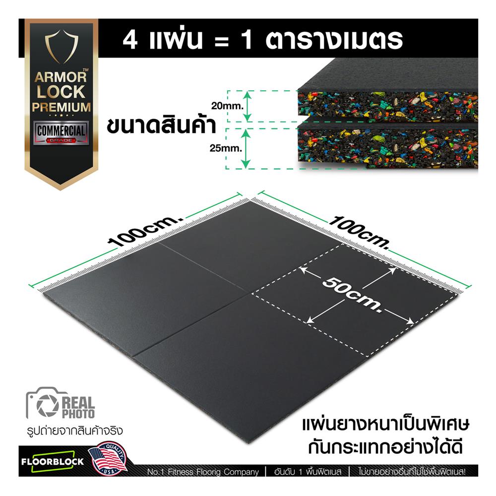 แผ่นยางกันกระแทก 25 มม. IRONTEC ARMOR LOCK PREMIUM