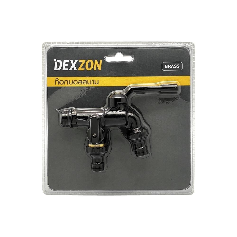 ก๊อกสนาม 2 หัว DEXZON 1/2 นิ้ว สีดำ