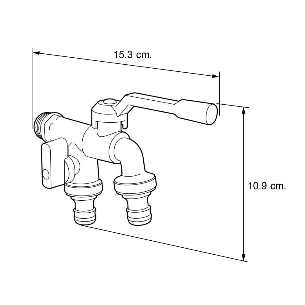 ก๊อกสนาม 2 หัว DEXZON 1/2 นิ้ว สีดำ