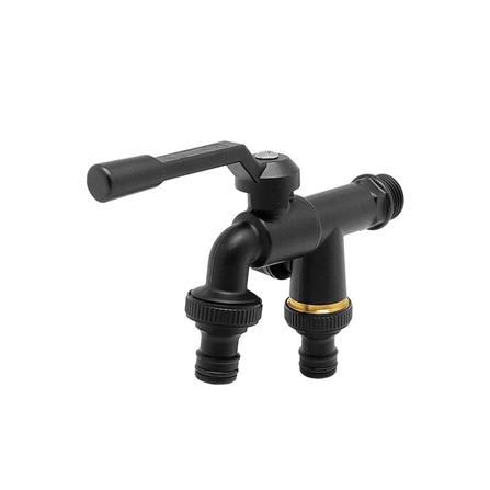 ก๊อกสนาม 2 หัว DEXZON 1/2 นิ้ว สีดำ_0