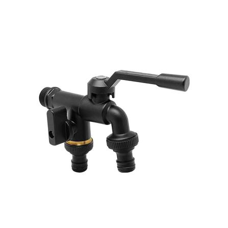 ก๊อกสนาม 2 หัว DEXZON 1/2 นิ้ว สีดำ_2