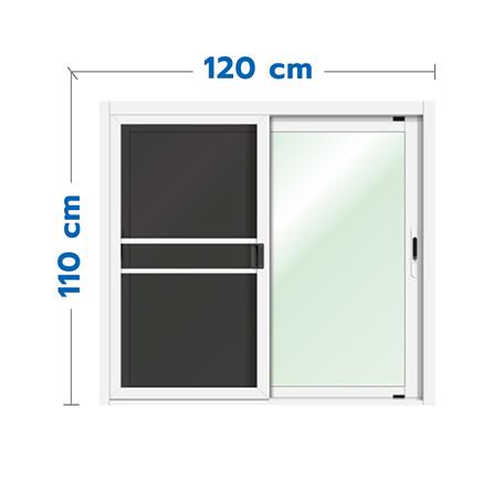 หน้าต่างบานเลื่อน อะลูมิเนียม S-S มุ้ง LYNN XPLUS 120x110 ซม. สีขาว_0