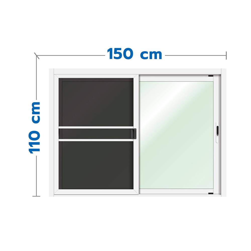 หน้าต่างบานเลื่อน อะลูมิเนียม S-S มุ้ง LYNN XPLUS 150x110 ซม. สีขาว