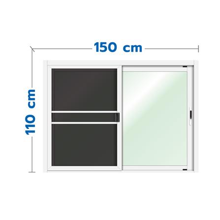หน้าต่างบานเลื่อน อะลูมิเนียม S-S มุ้ง LYNN XPLUS 150x110 ซม. สีขาว_0