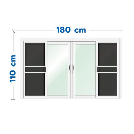 หน้าต่างบานเลื่อน อะลูมิเนียม F-S-S-F มุ้ง LYNN XPLUS 180x110 ซม. สีขาว_0