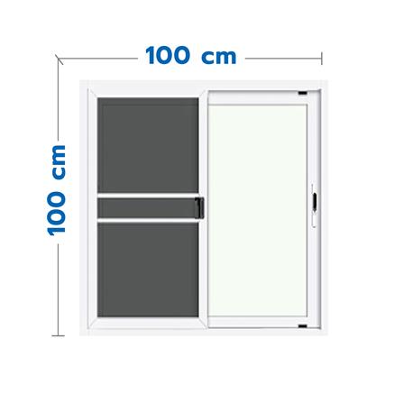 หน้าต่างบานเลื่อน อะลูมิเนียม S-S มุ้ง LYNN XPLUS 100x100 ซม. สีขาว_0