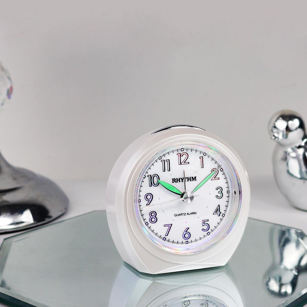 นาฬิกาปลุก RHYTHM CRE815NR03 3.2X3.1 นิ้ว สีขาว