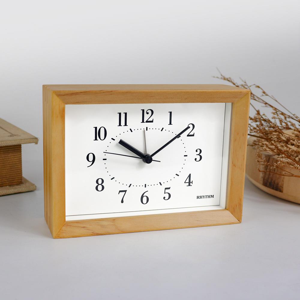 นาฬิกาตั้งโต๊ะไม้ RHYTHM 8RE676SR06 5.8X4.1 นิ้ว สีน้ำตาลอ่อน