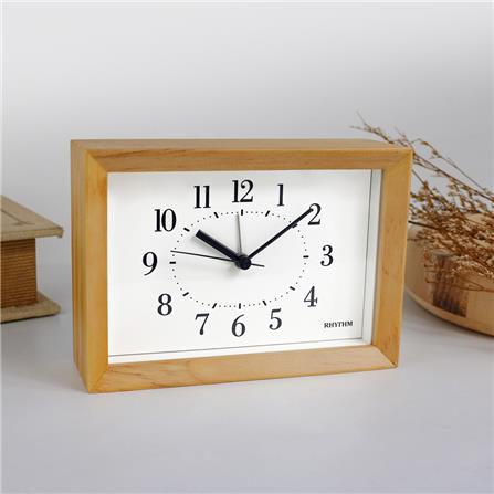 นาฬิกาตั้งโต๊ะไม้ RHYTHM 8RE676SR06 5.8X4.1 นิ้ว สีน้ำตาลอ่อน_4