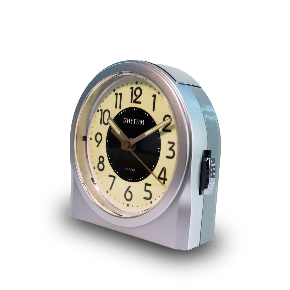 นาฬิกาปลุก RHYTHM 8RE647WR19 3.8X3.7 นิ้ว สีเงิน