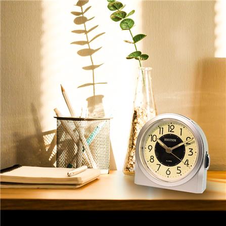 นาฬิกาปลุก RHYTHM 8RE647WR19 3.8X3.7 นิ้ว สีเงิน_4