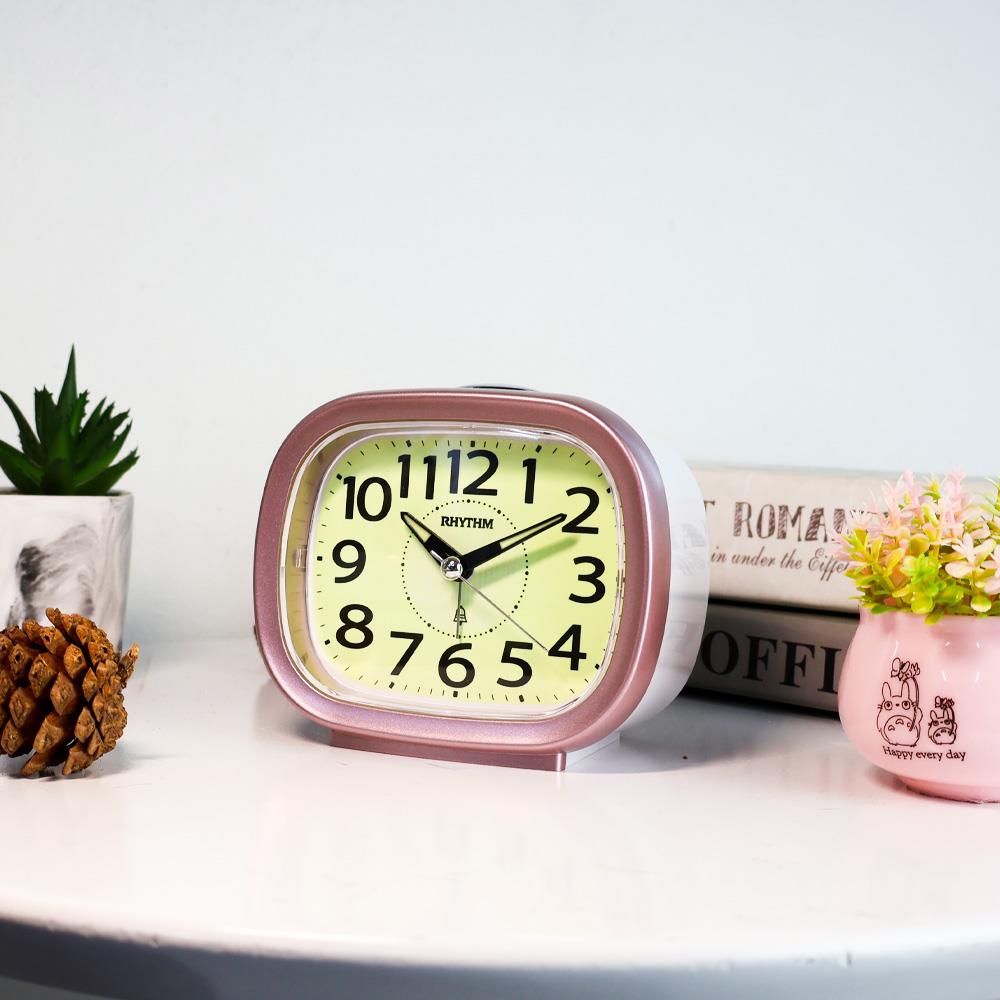 นาฬิกาปลุก RHYTHM CRA846NR13 4.5X3.8 นิ้ว สีชมพู