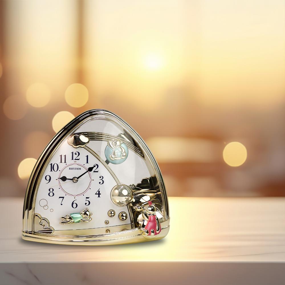 นาฬิกาตั้งโต๊ะ RHYTHM 4SG762SR18 สีทอง