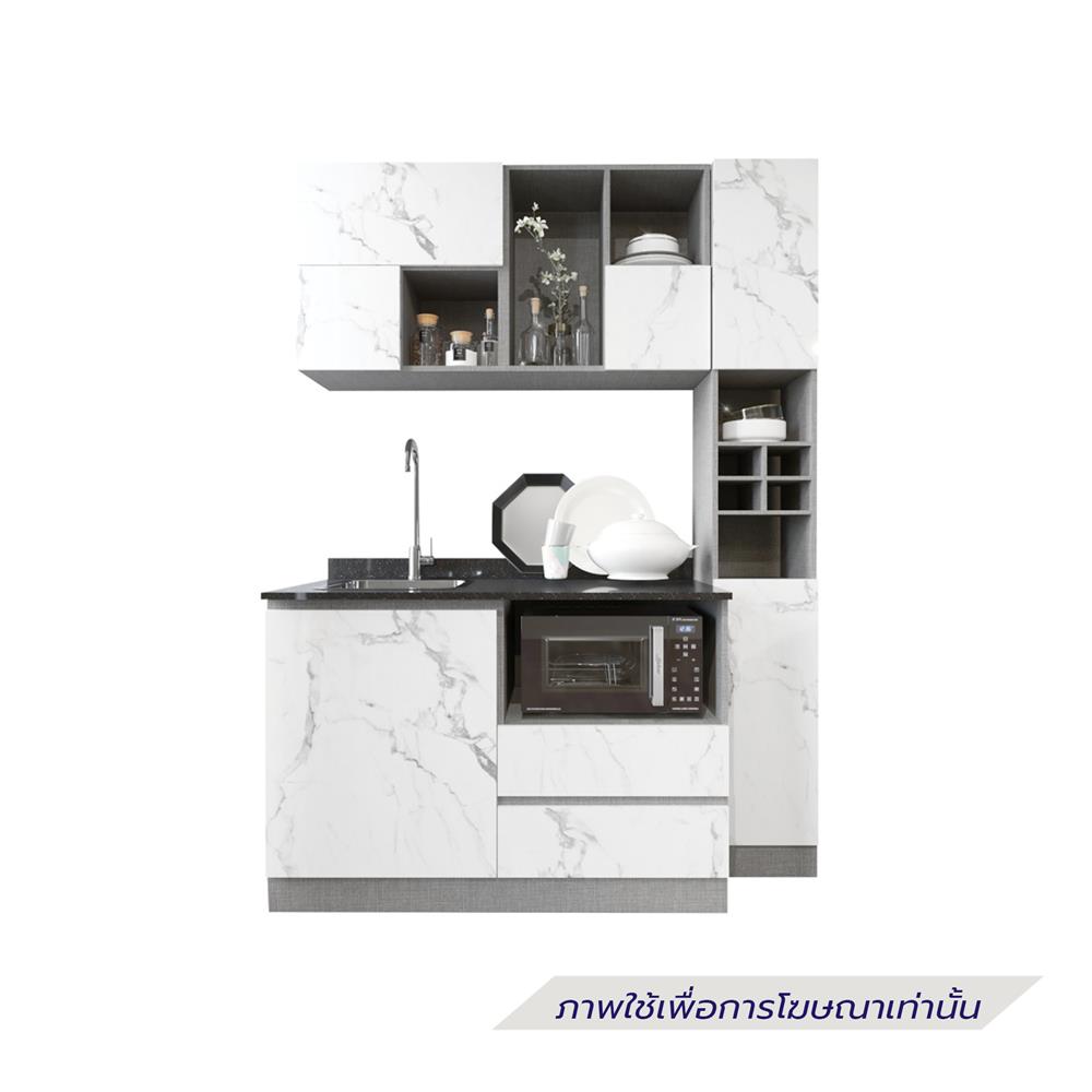 ครัวไม้สำเร็จ SB FURNITURE KUCHE COMP150F-LWHITE STONE BLACK GLOSS 150 ซม.