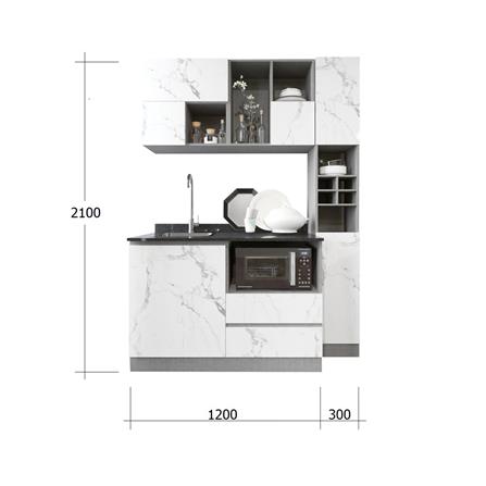 ครัวไม้สำเร็จ SB FURNITURE KUCHE COMP150F-LWHITE STONE BLACK GLOSS 150 ซม._3