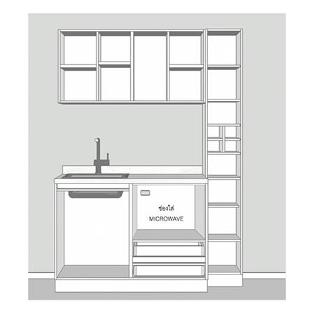 ครัวไม้สำเร็จ SB FURNITURE KUCHE COMP150F-LWHITE STONE BLACK GLOSS 150 ซม._2