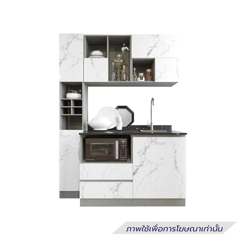 ครัวไม้สำเร็จ SB FURNITURE KUCHE COMP150F-R WHITE STONE BLACK GLOSS 150 ซม.