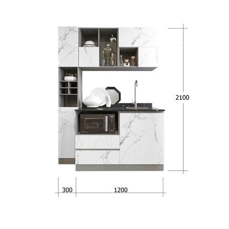 ครัวไม้สำเร็จ SB FURNITURE KUCHE COMP150F-R WHITE STONE BLACK GLOSS 150 ซม._3