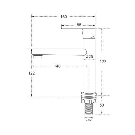 ก๊อกอ่างล้างหน้าเดี่ยว DONMARK GL-1441 สีเงิน_4