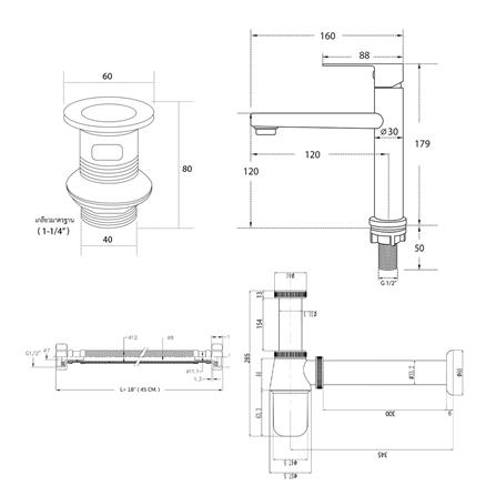 ชุดก๊อกอ่างล้างหน้า DONMARK GL-5126_5
