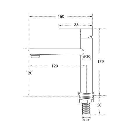 ก๊อกอ่างล้างหน้าเดี่ยวเคาน์เตอร์ DONMARK GL-1148_4