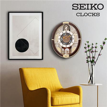 นาฬิกาแขวน SEIKO CLOCKS QXM289B 18.3X15.1 นิ้ว สีน้ำตาล_4