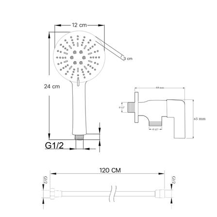 ชุดฝักบัวสายอ่อน 3 ระดับ DONMARK GL-3718 สีโครม_4
