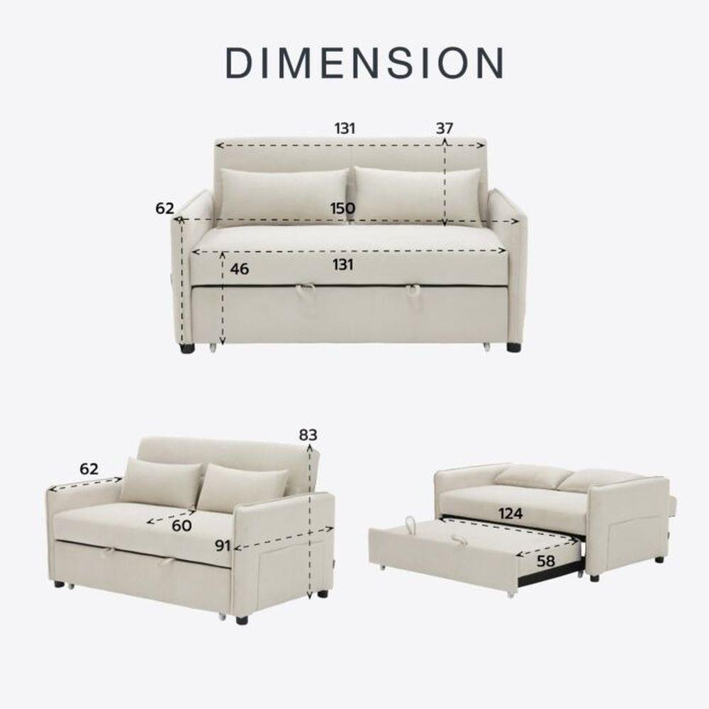 โซฟาเบด 2 ที่นั่ง SB FURNITURE BONDANIE 19234947 สีครีม