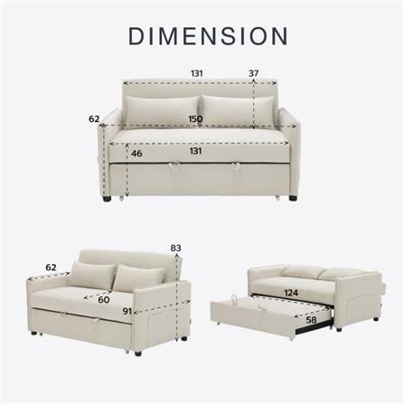 โซฟาเบด 2 ที่นั่ง SB FURNITURE BONDANIE 19234947 สีครีม_9