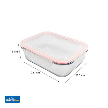 กล่องอาหารแก้วผืนผ้า 1.5 ลิตร KECH RUMI สีชมพู_5