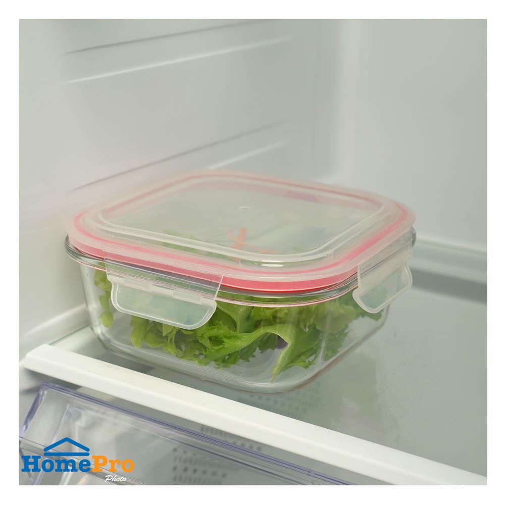 กล่องอาหารแก้วจัตุรัส 0.8 ลิตร KECH RUMI สีแดง