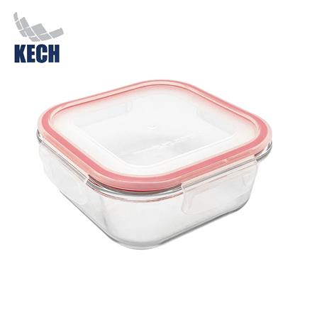 กล่องอาหารแก้วจัตุรัส 0.8 ลิตร KECH RUMI สีแดง_0