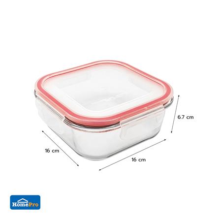 กล่องอาหารแก้วจัตุรัส 0.8 ลิตร KECH RUMI สีแดง_5
