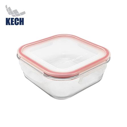กล่องอาหารแก้วจัตุรัส 1.2 ลิตร KECH RUMI สีแดง_0