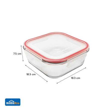 กล่องอาหารแก้วจัตุรัส 1.2 ลิตร KECH RUMI สีแดง_5