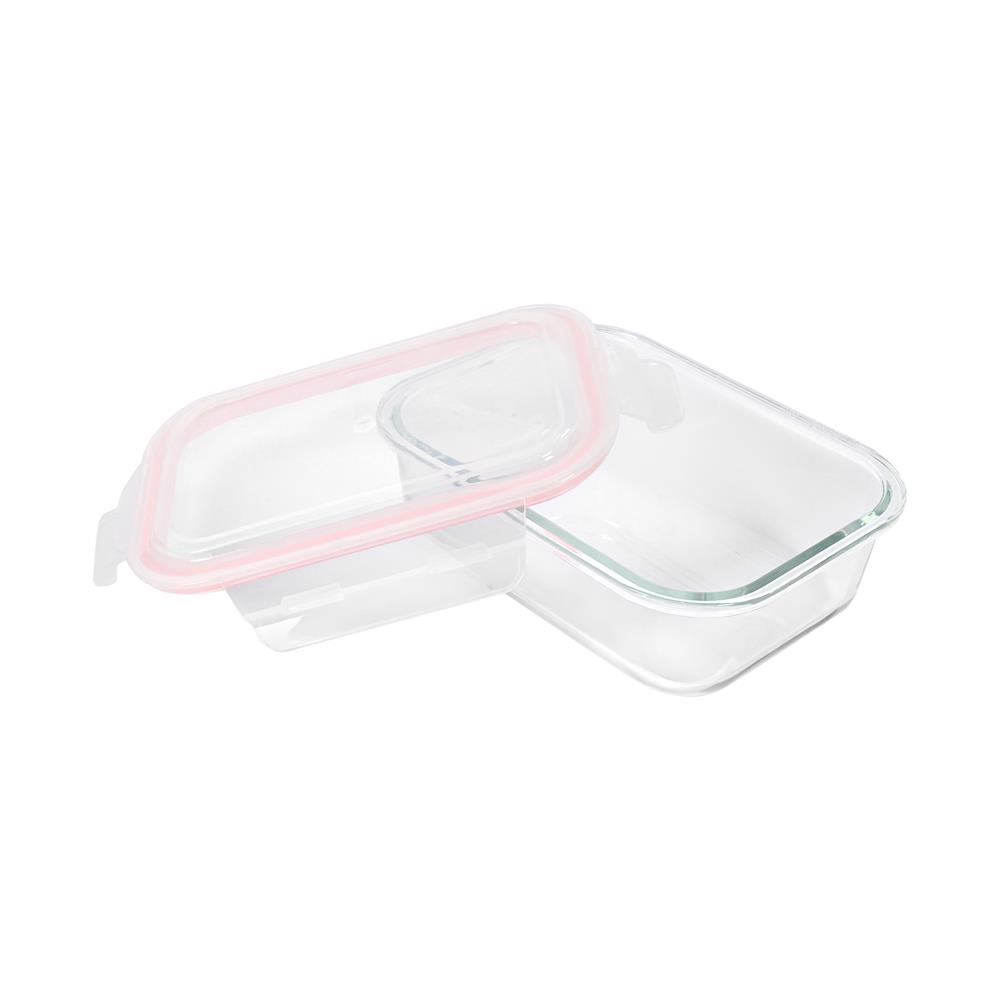 กล่องอาหารแก้วผืนผ้า 0.6 ลิตร KECH RUMI สีชมพู