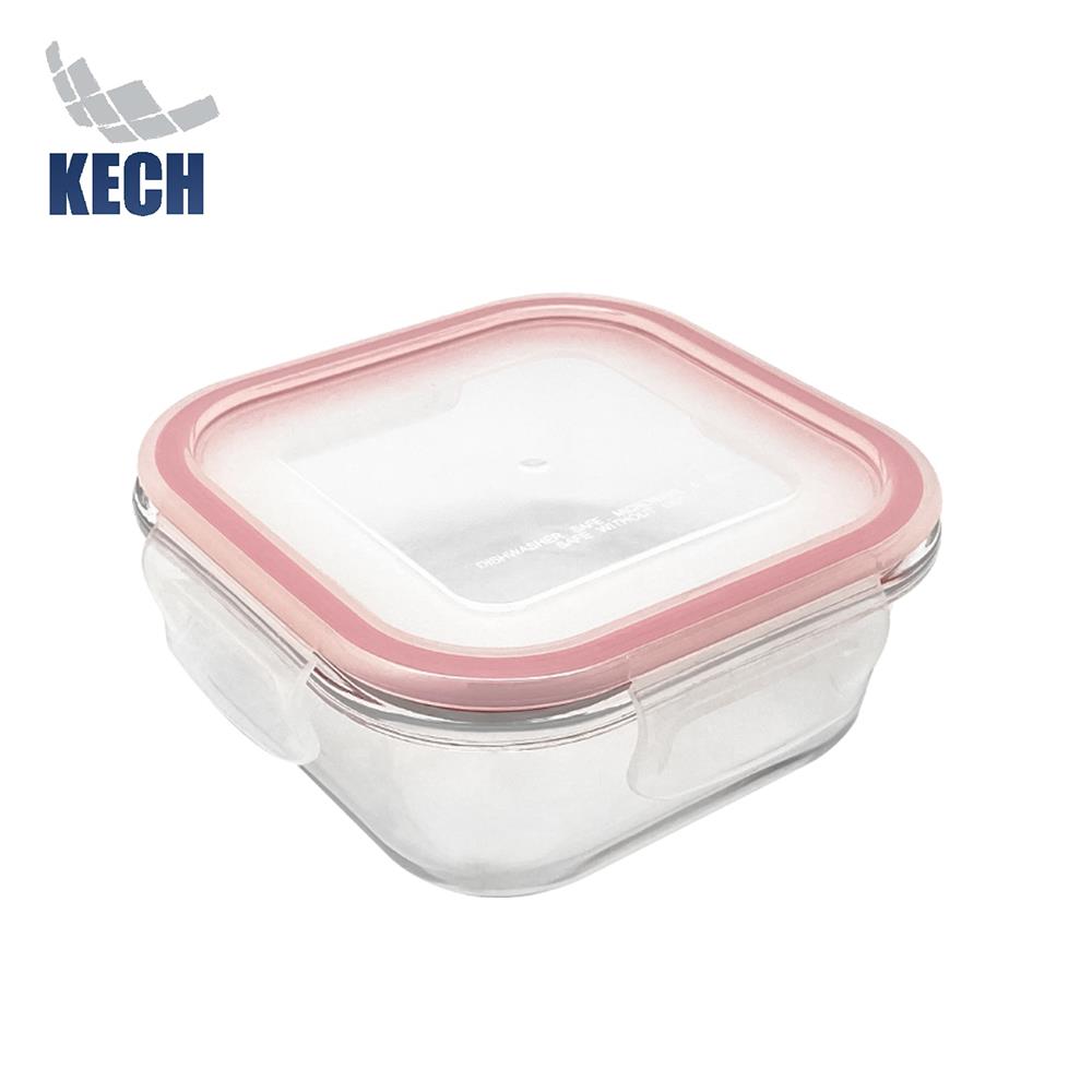 กล่องอาหารแก้วจัตุรัส 0.52 ลิตร KECH RUMI สีแดง_0